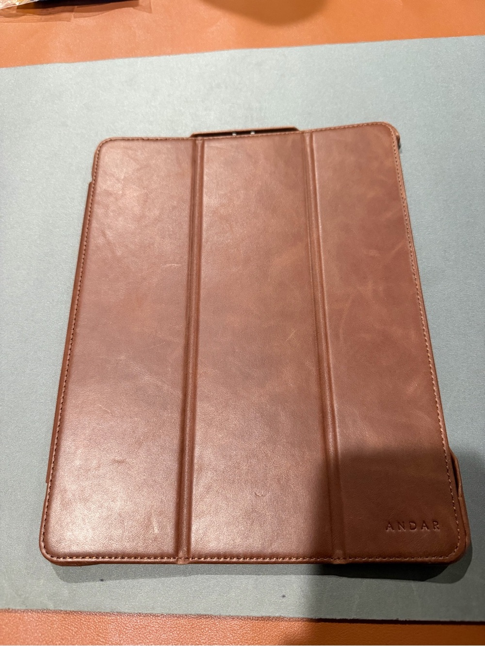 ANDAR Brown Leather Tablet Folio Case – Slim Protective Cover